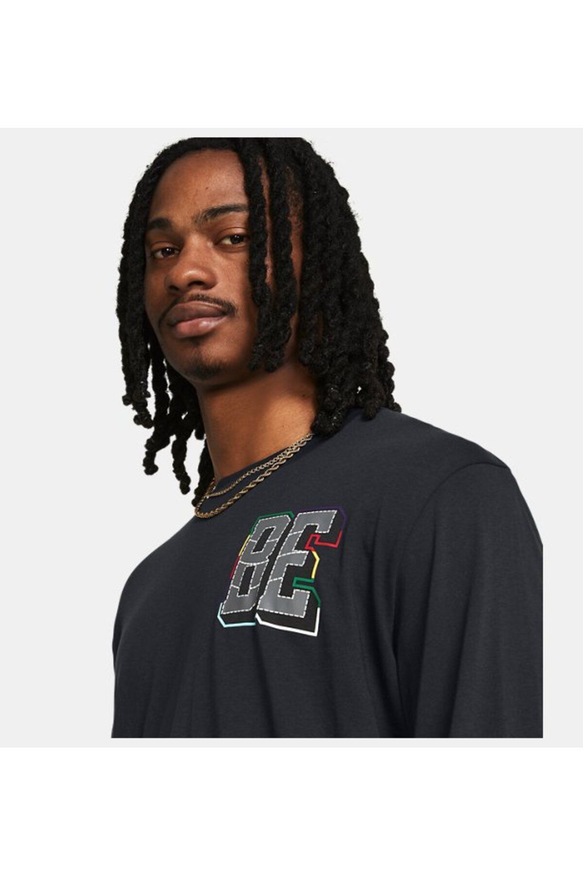 تی شرت ورزشی مشکی مردانه آستین بلند تاریخ سیاه و سفید 1382891 001 Under Armour