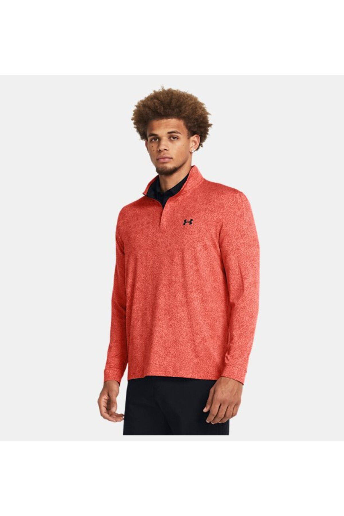تی شرت ورزشی نارنجی مردانه پلی آف آقایان طرح دار ¼ زیپ 811 Under Armour