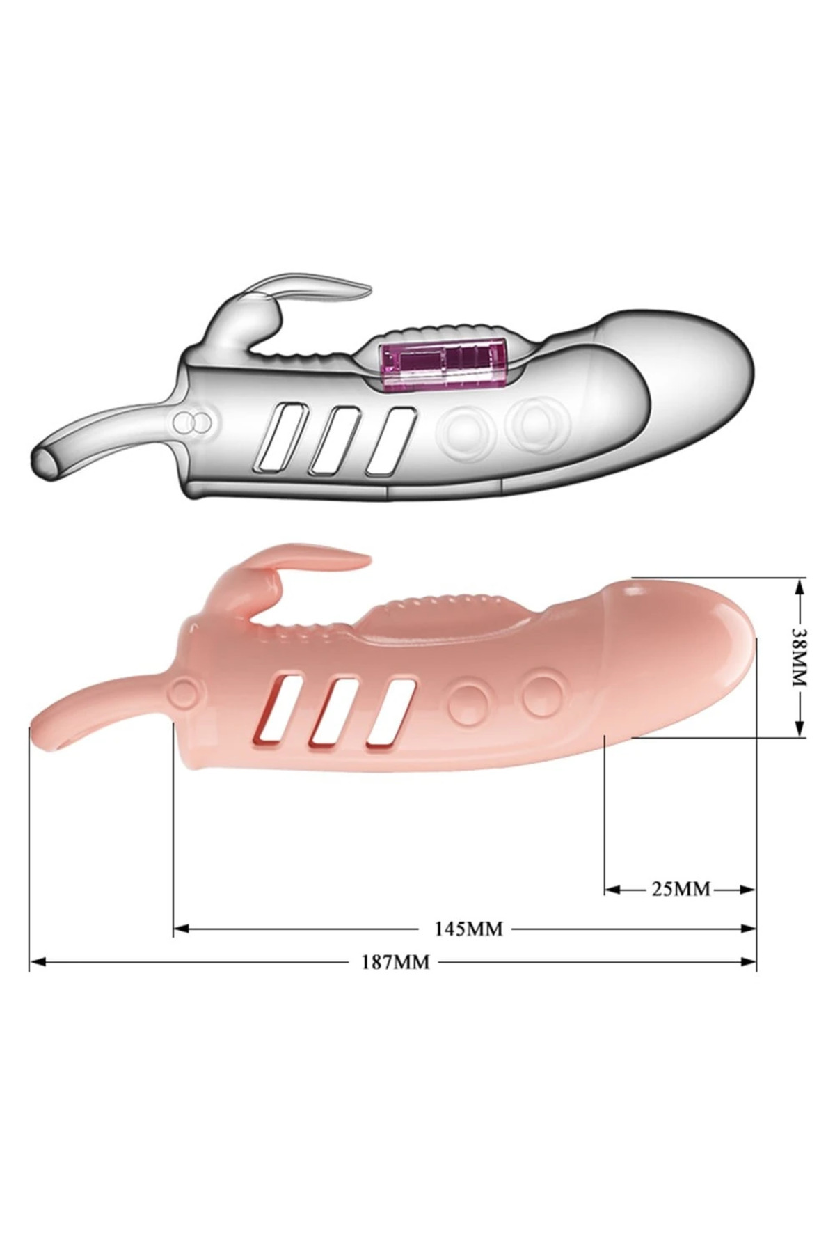 Testis Destekli Klitoris Uyarıcılı Titreşimli Penis Kılıfı 4