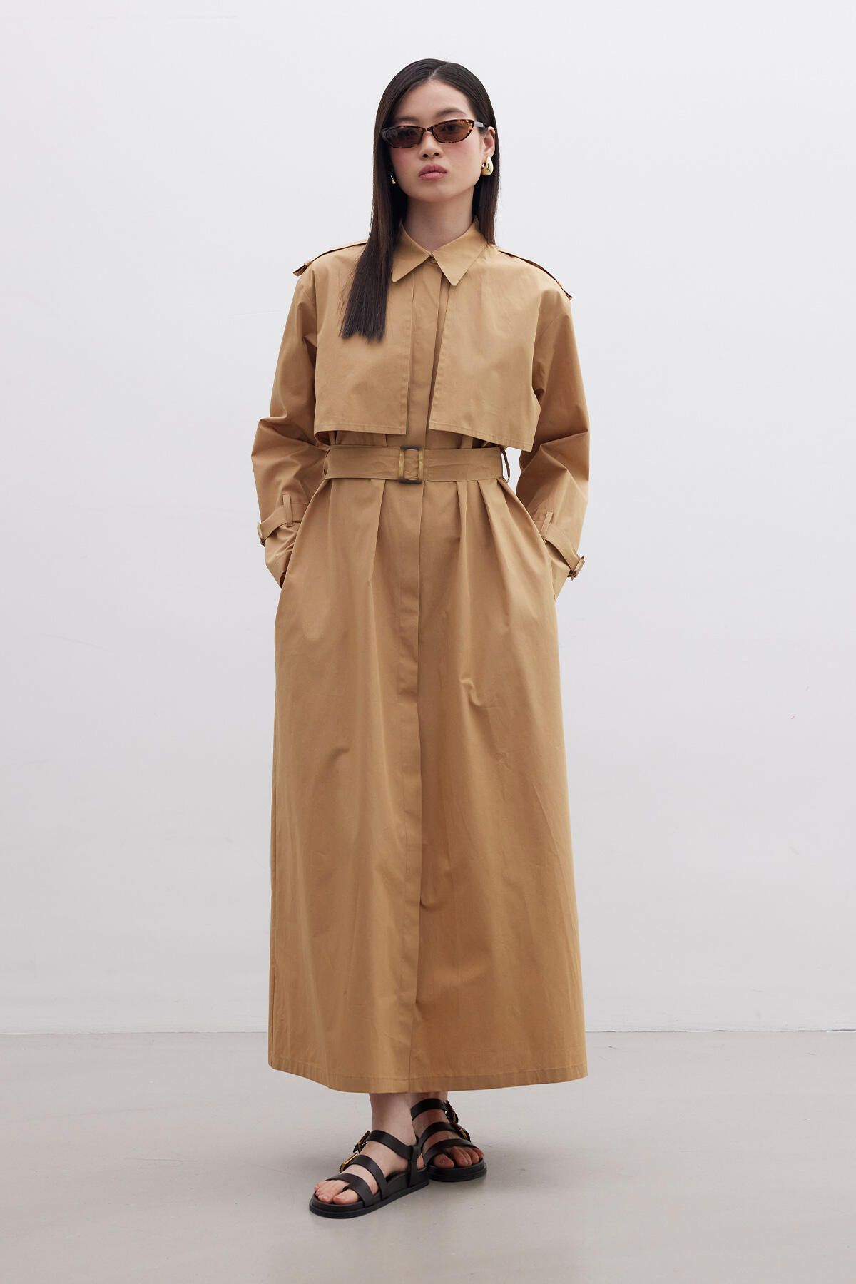 Manuka-Kamelfarbenes Trenchkleid 3