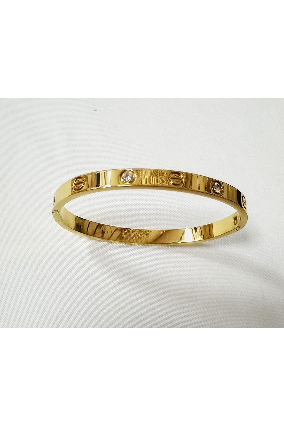 THICK women's steel SHACKLE BRACELET WITH ZIRCON STONES