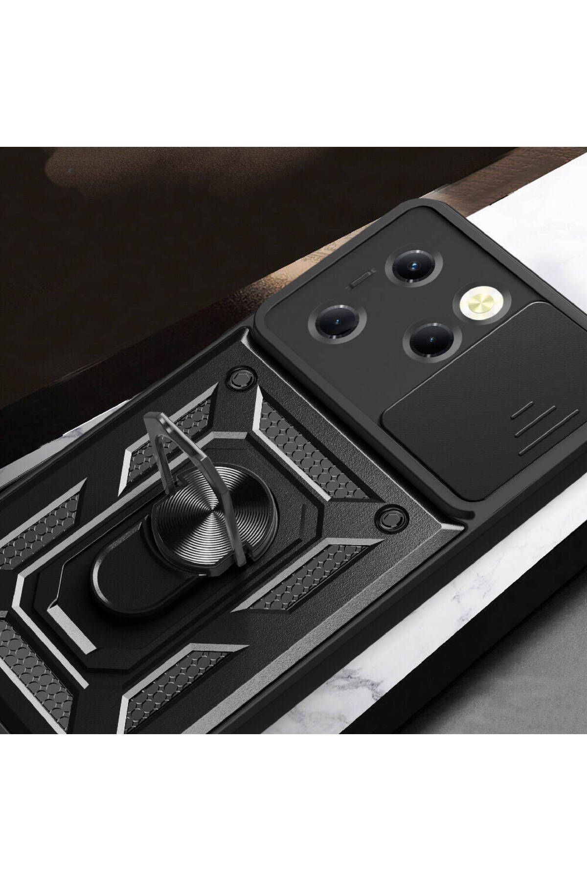 Fibaks-حافظة لهاتف Tecno Spark 20 Pro مع غطاء حماية للكاميرا مع حلقة انزلاقية وغطاء حماية للدبابات العسكرية 6