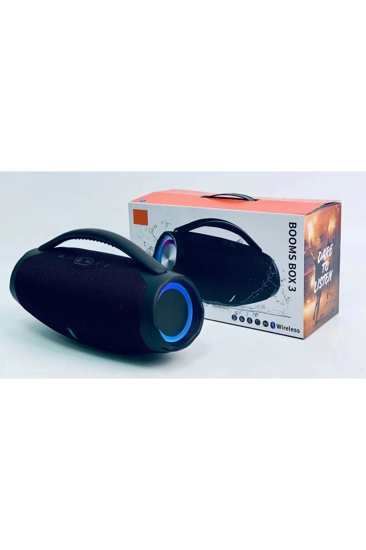 Booms Box3 Bluetooth Speaker Şarjlı Led Işıklı Kablosuz Hoparlör Siyah #2