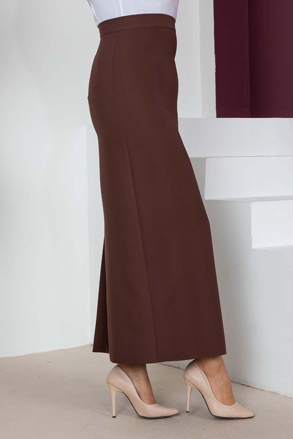 NRS Dark Brown Pencil Skirt Trendyol