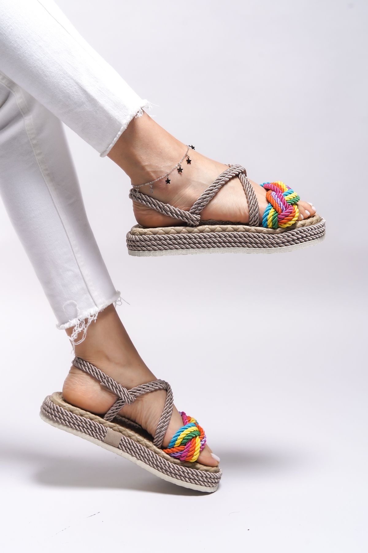 Riccon-Jessinalyn Damen Sandalen -0012104 Nerz Regenbogen Modell 5