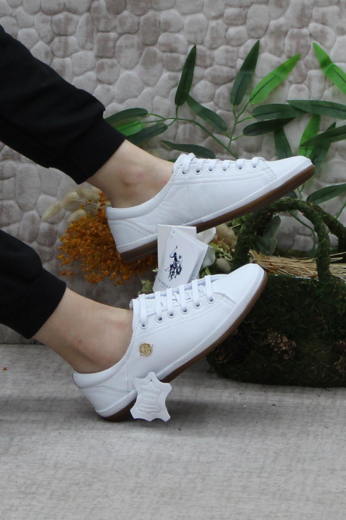 U.S. Polo Assn. یو اس پولو کفش زنانه چرم طبیعی جوجو وایت فلکسیبل محصول اورجینال - تصویر 5