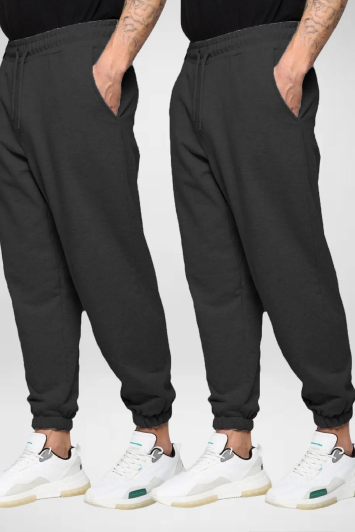 DAXİS Sportwear Company 2'li Erkek Büyük Beden Lastik Paça Eşofman Altı