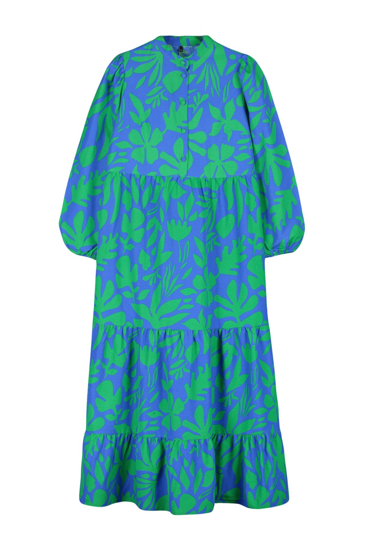 Trendyol Modest-Rochie albastră din bumbac, cu jumătate de plăcuță, cu formă largă TCTSS23EB00222 7