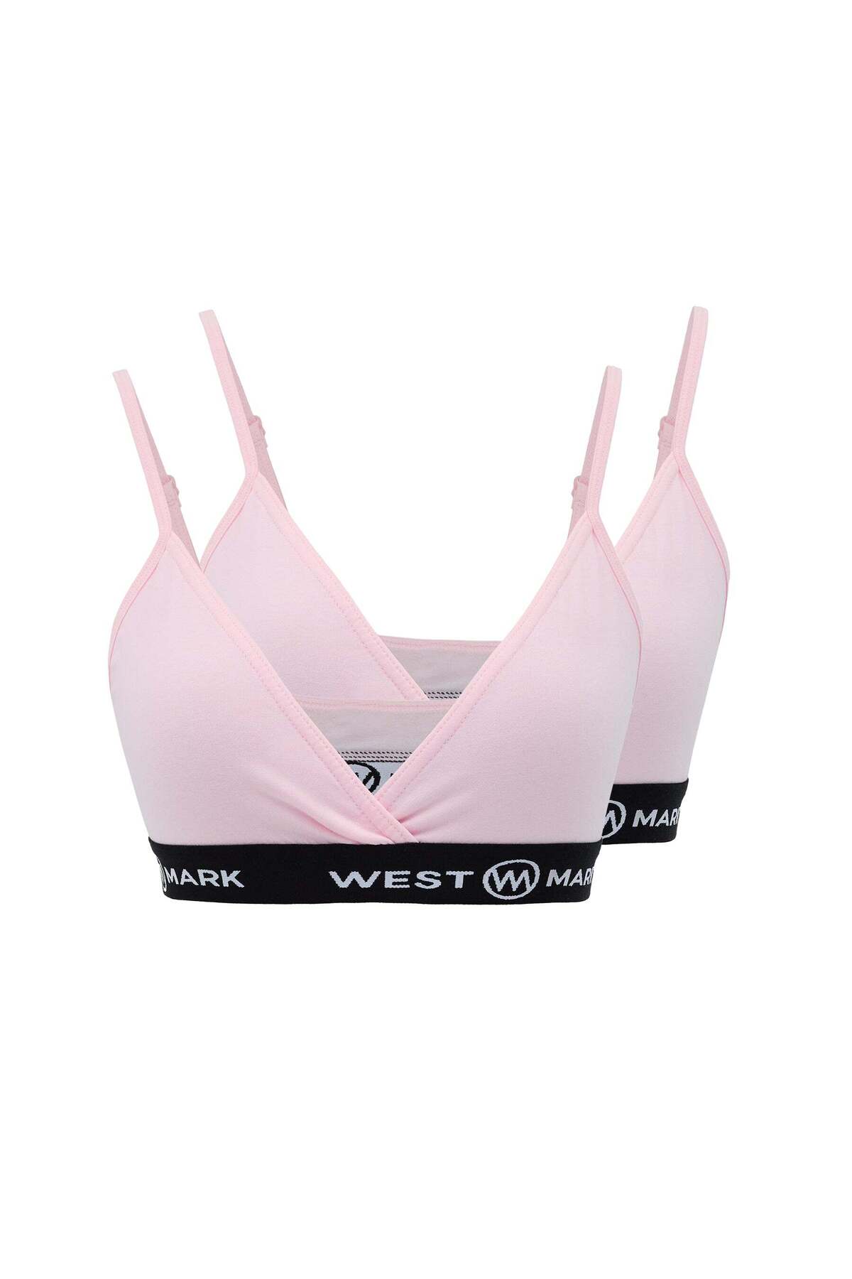 2-Pack Pink Cotton Elastane Blend Women's Triangle Bralette Bra Lily