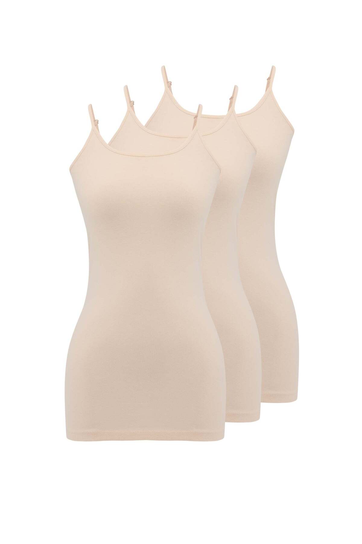 3-Piece White Cotton Elastane Blend Women's Singlet with Rope Strap Olivia singlet