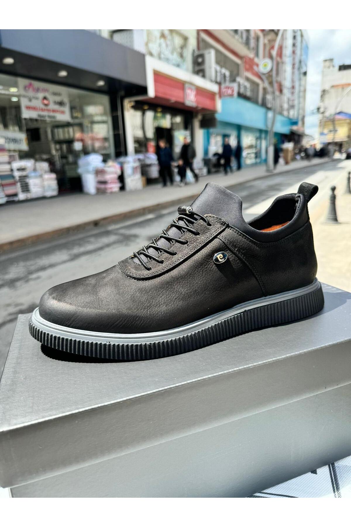 کفش اسنیکر پیر کاردین مردانه چرم اصل مشکی Classic Slip-On راسته      شیک/شبانه | Pierre Cardin TYC919727FFF220ED0 - تصویر 4
