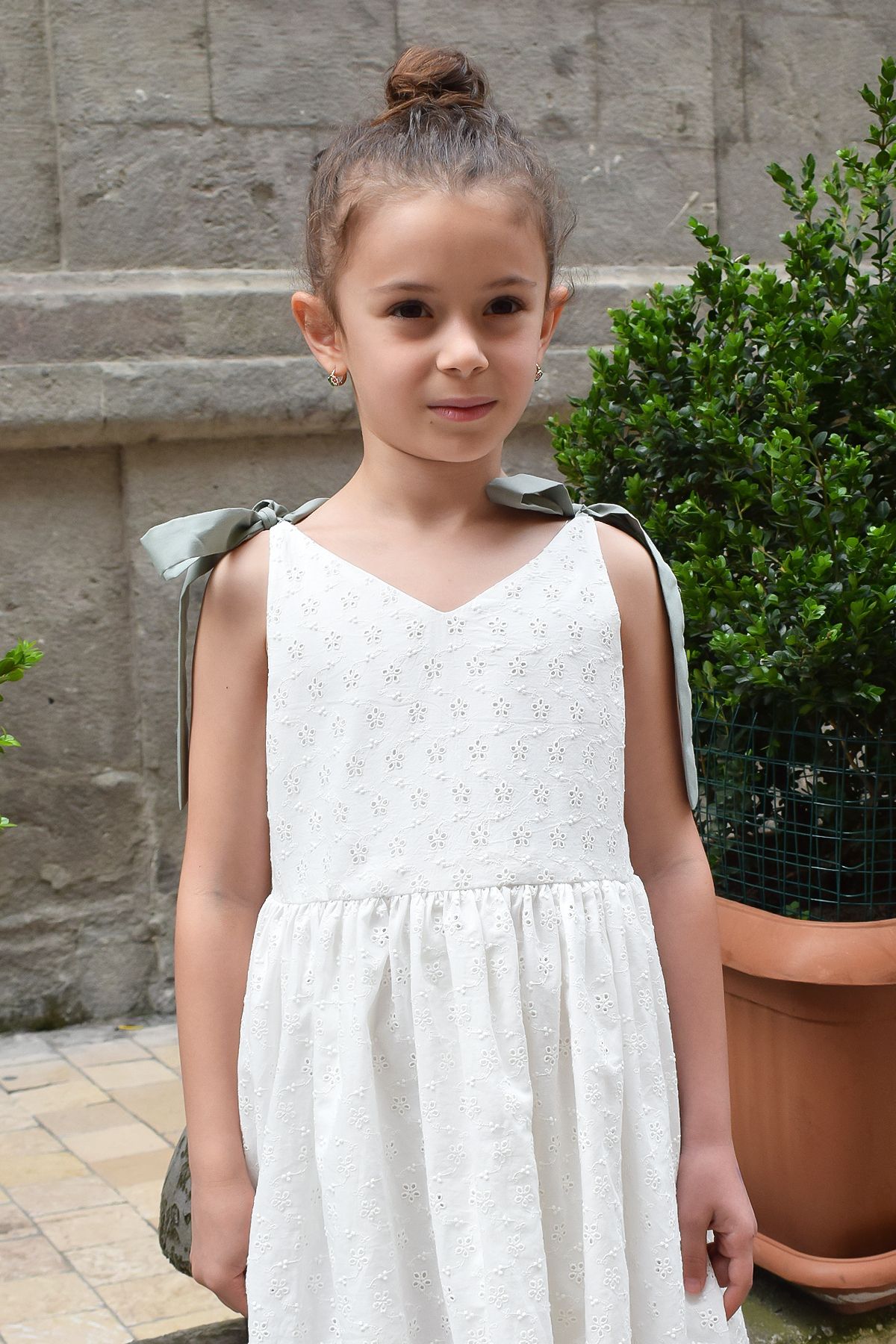 大型セールや時期 Cotton White Yeliz STORE KIDS AND BABY JUST JBK Children's Trendyol - Ribbon Green with Clip  Hair and Dress スケートボード