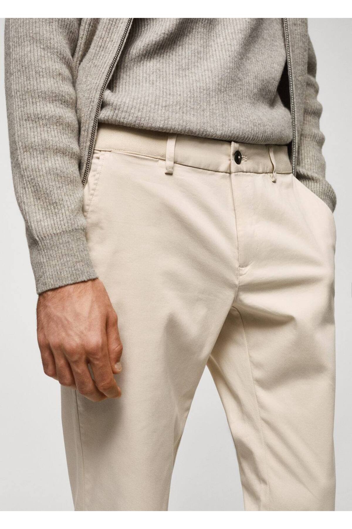 شلوار مردانه خاکستری منگوMANGO Man | 57040567 اورجینال - تصویر 8