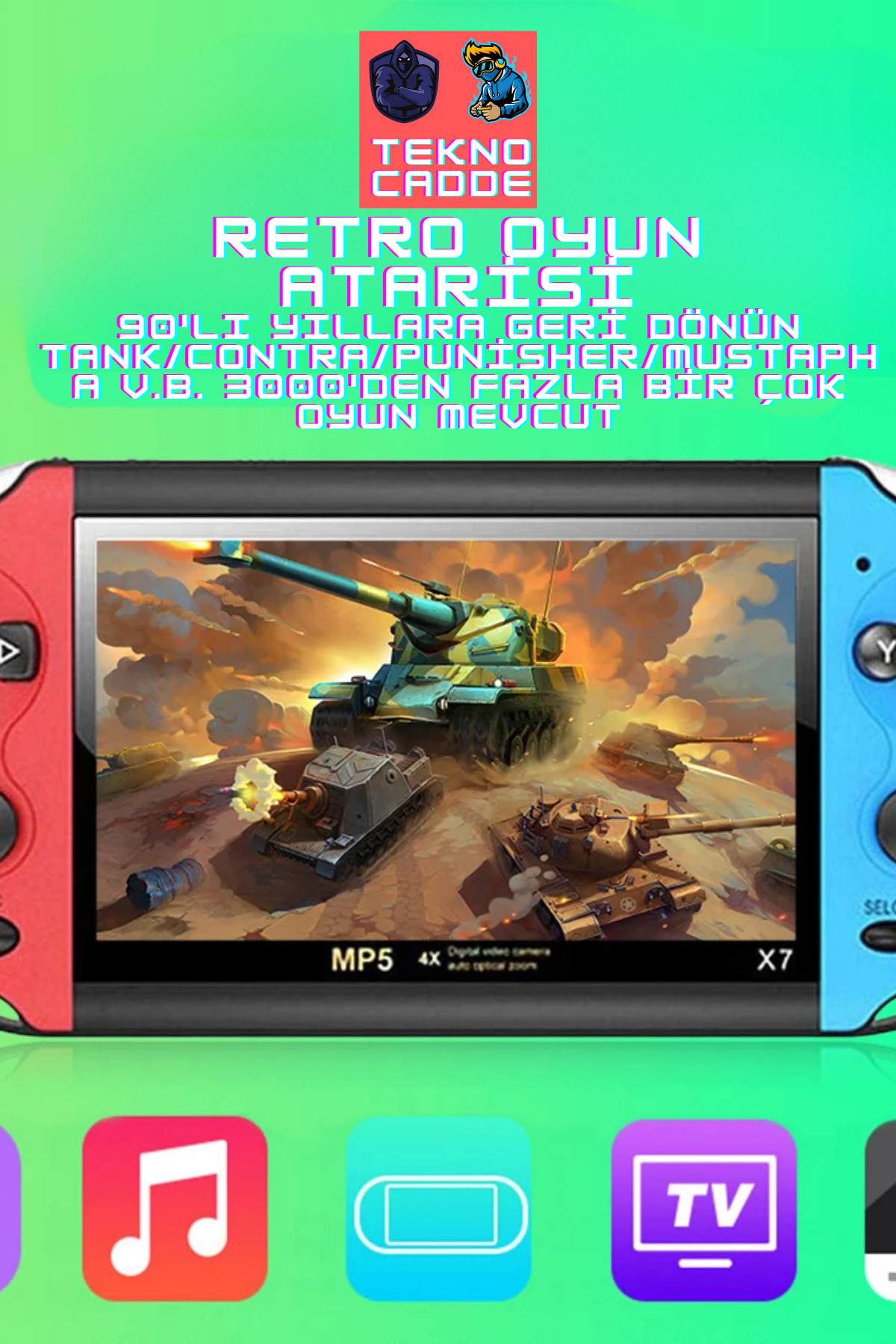 X-1 3000+ Oyunlu 4.3inç HD EKRAN Retro Arcade Taşınabilir El Konsolu Atari 3