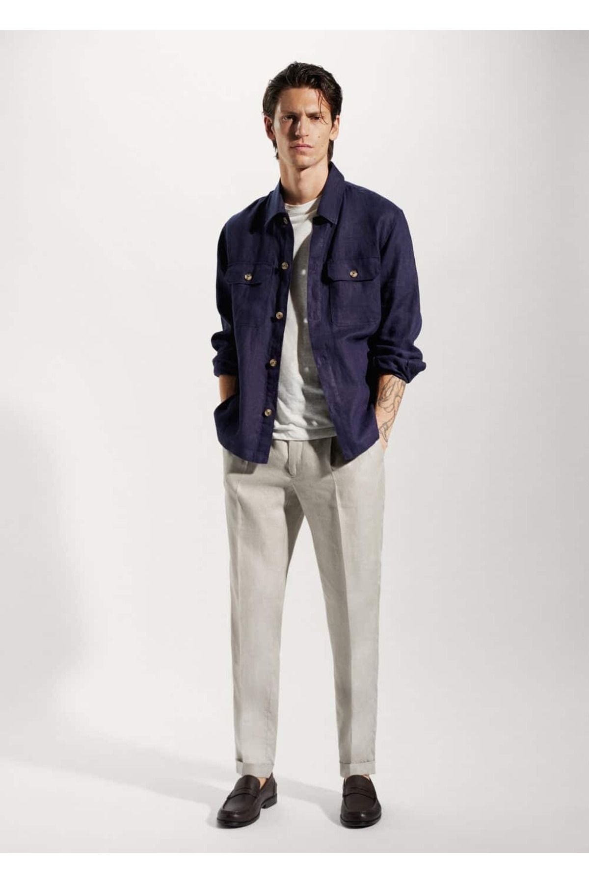 MANGO Man-100% linen regular fit trousers 2