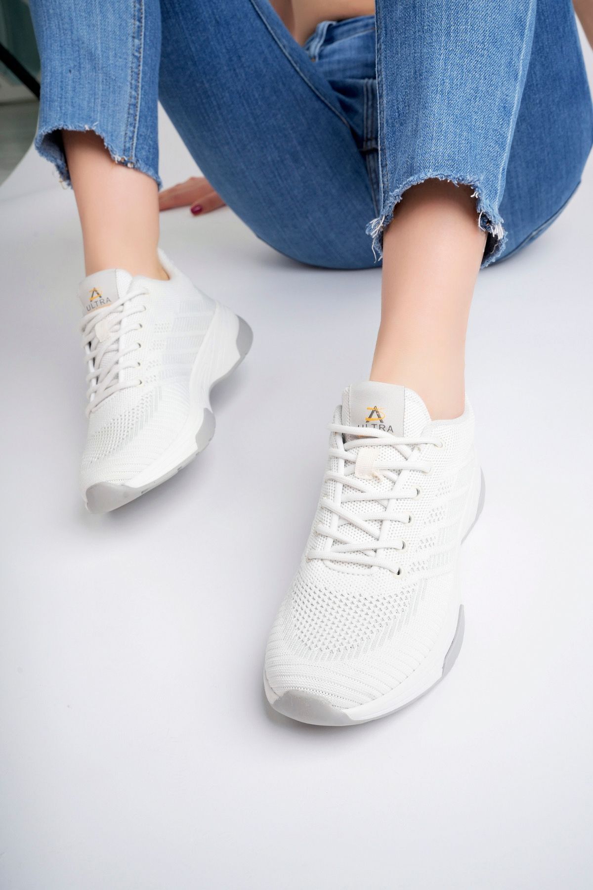 pasyone-White Women's Knitwear Casual Sneaker Shoes 2