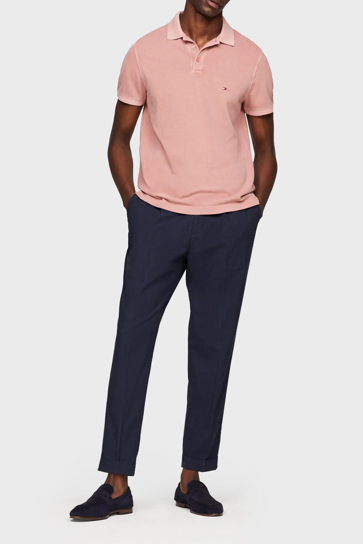 Tommy Hilfiger تی شرت مردانه یقه پولو با تناسب معمولی نخی، تی شرت یقه دار مردانه MW0MW34757 TJ5