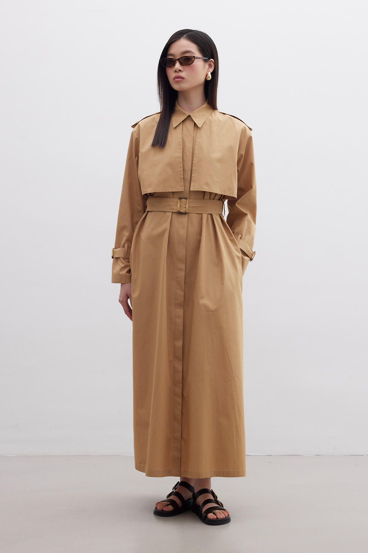 Manuka-Kamelfarbenes Trenchkleid 4
