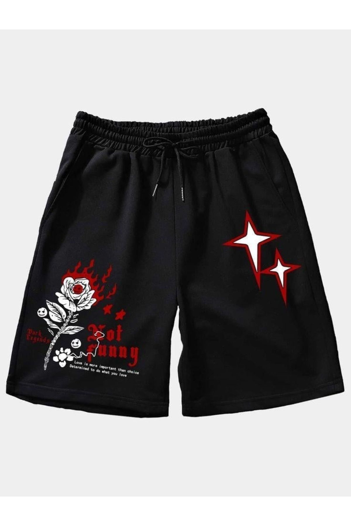 Gofeel Pantaloni Scurți Oversize Unisex Y2k Star Rose Imprimați Unisex - M