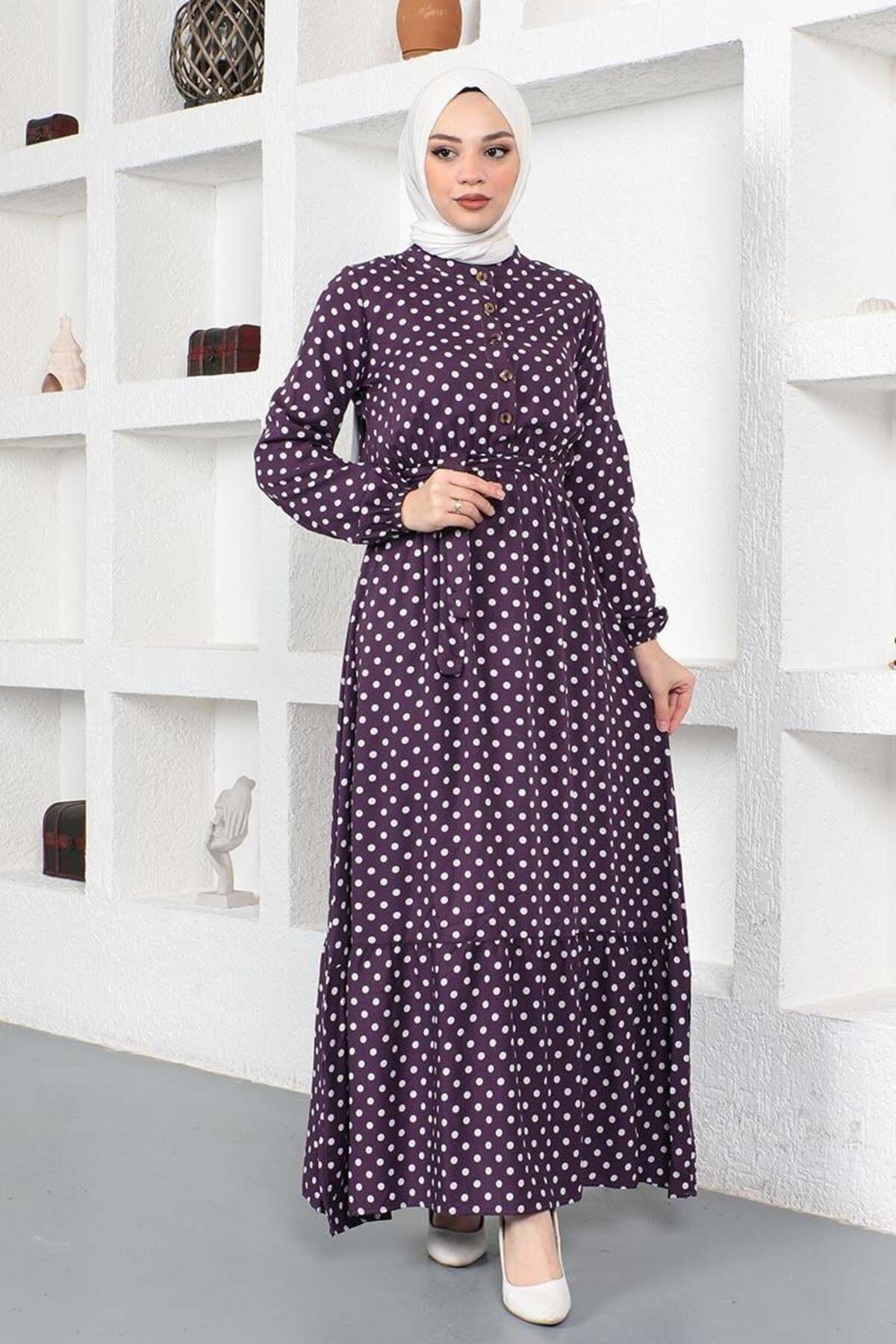 SGS-Viscose Polka Dot Patterned Dress - LILA 3