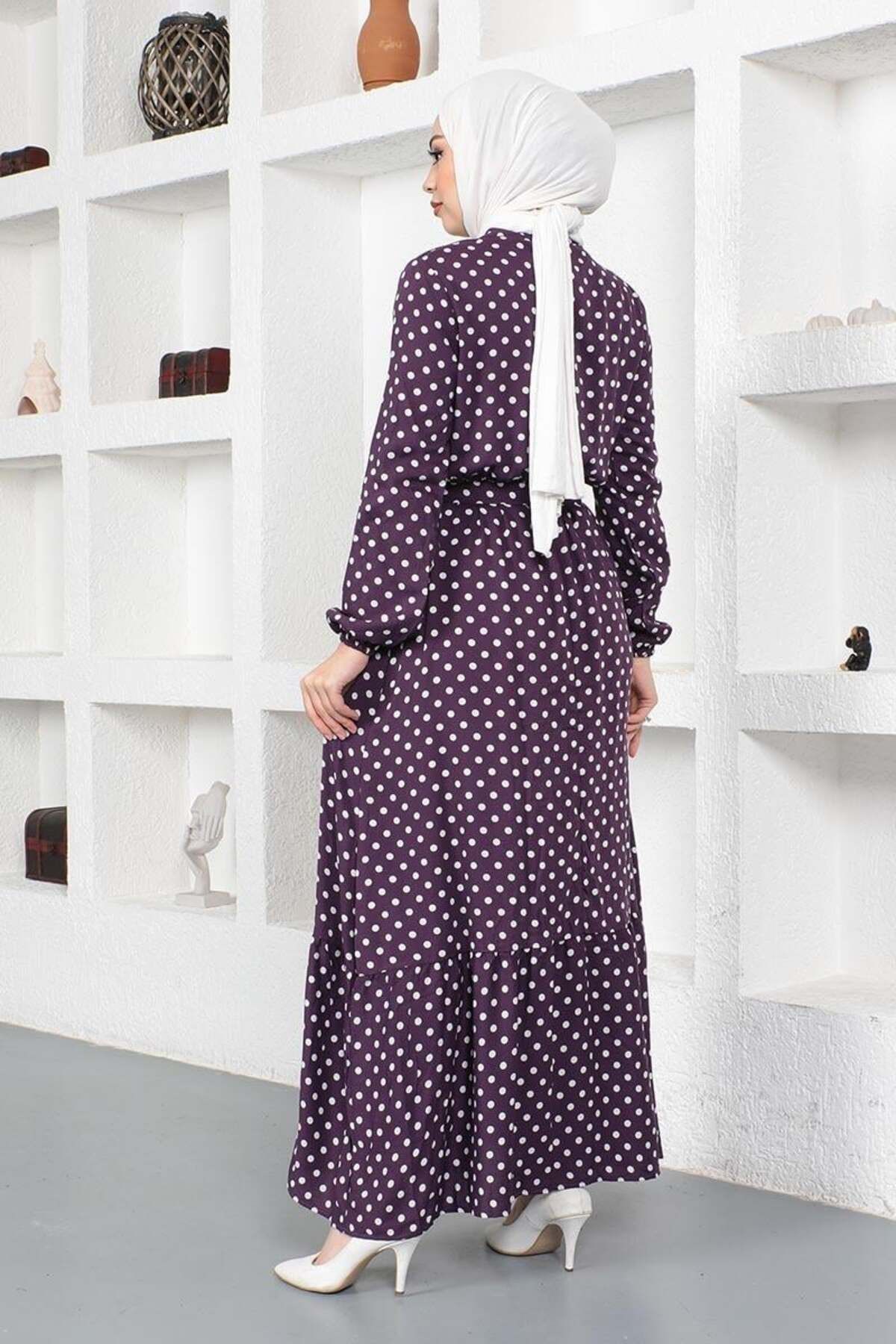 SGS-Viscose Polka Dot Patterned Dress - LILA 5