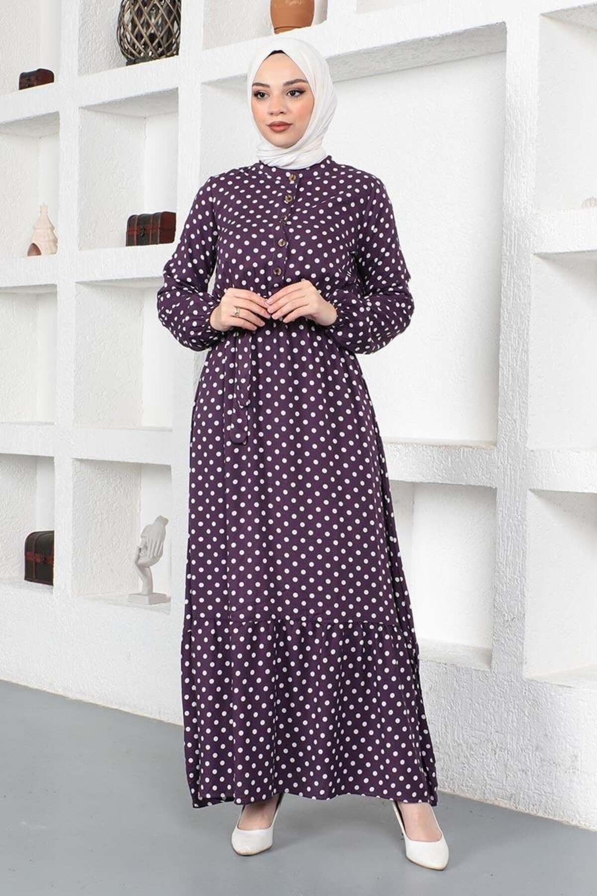 SGS-Viscose Polka Dot Patterned Dress - LILA 4