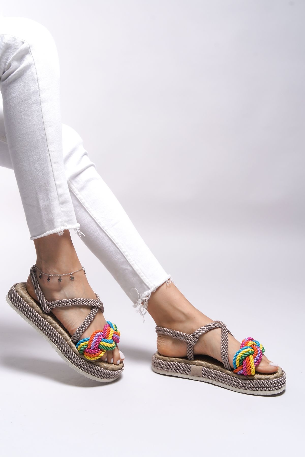 Riccon-Jessinalyn Damen Sandalen -0012104 Nerz Regenbogen Modell 4