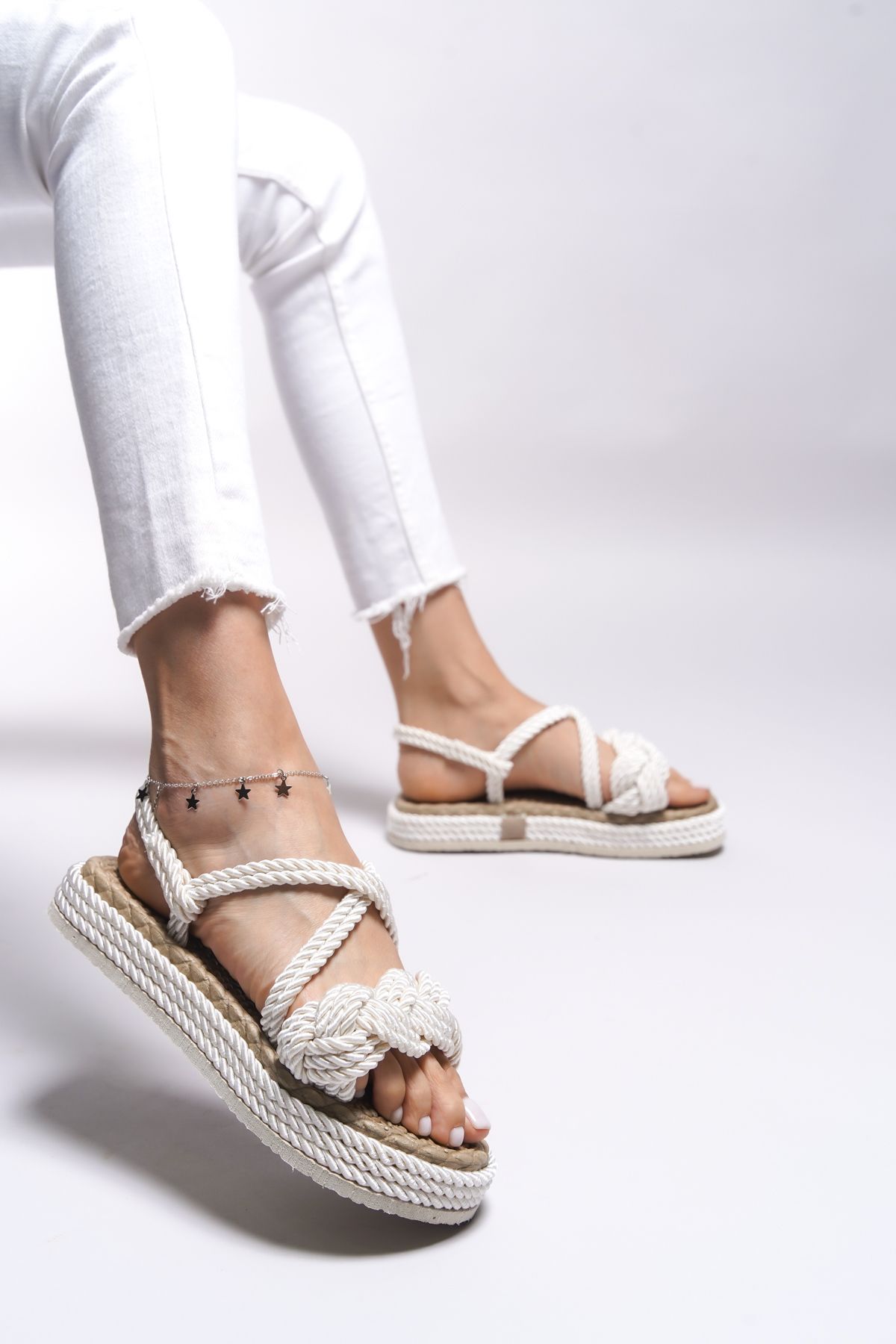 Riccon-Jessinalyn Weiße Damensandalen -0012104 Modell 4