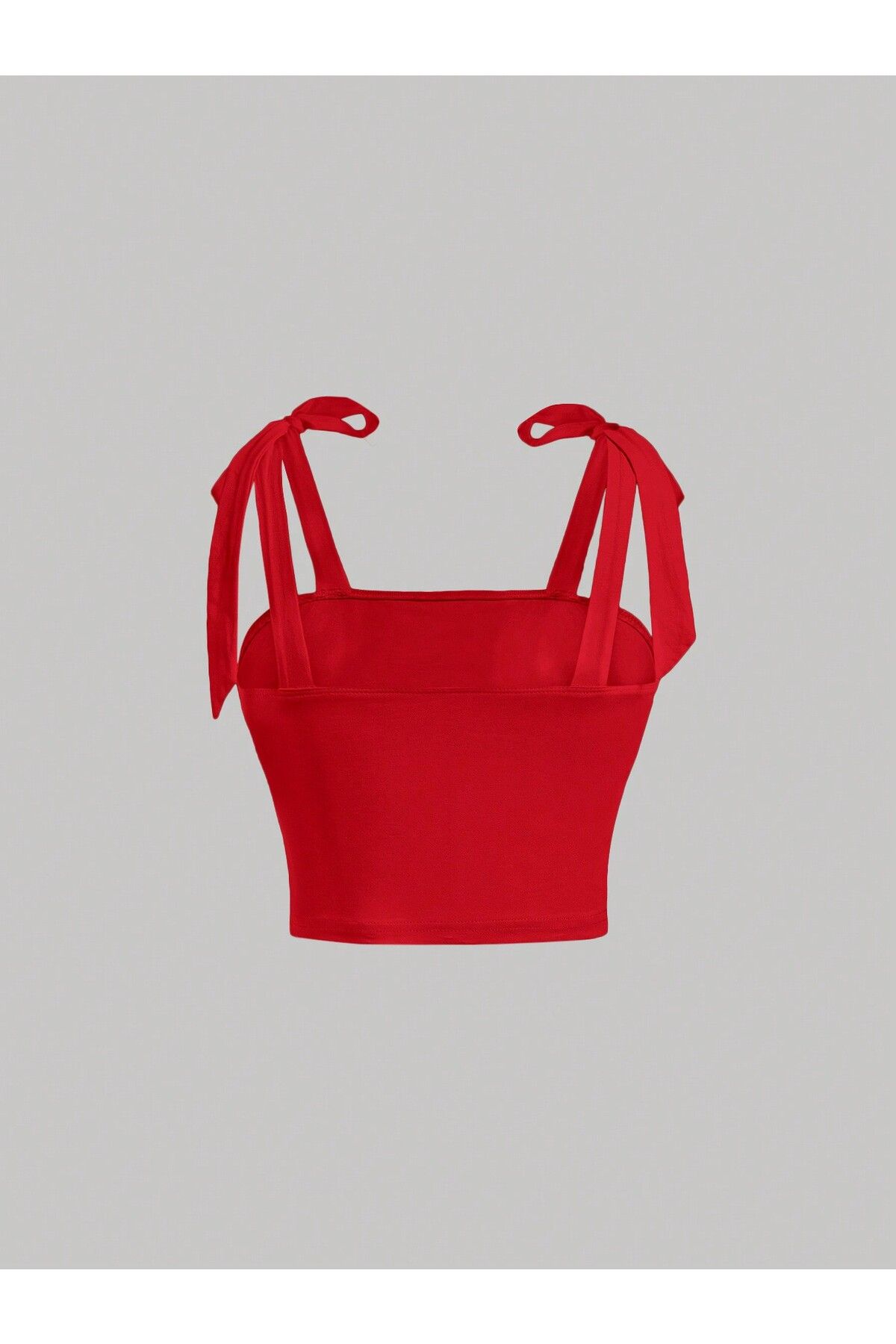 Wildco-Crop Top de vară cu fundă roșie, top cu bretele late de vară cu fundă roșie 2