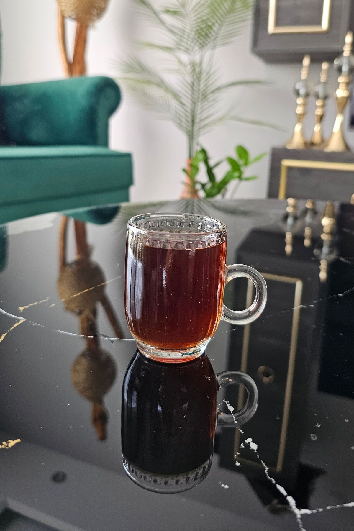 6 lı Cam Kulplu Mini Çay Bardağı