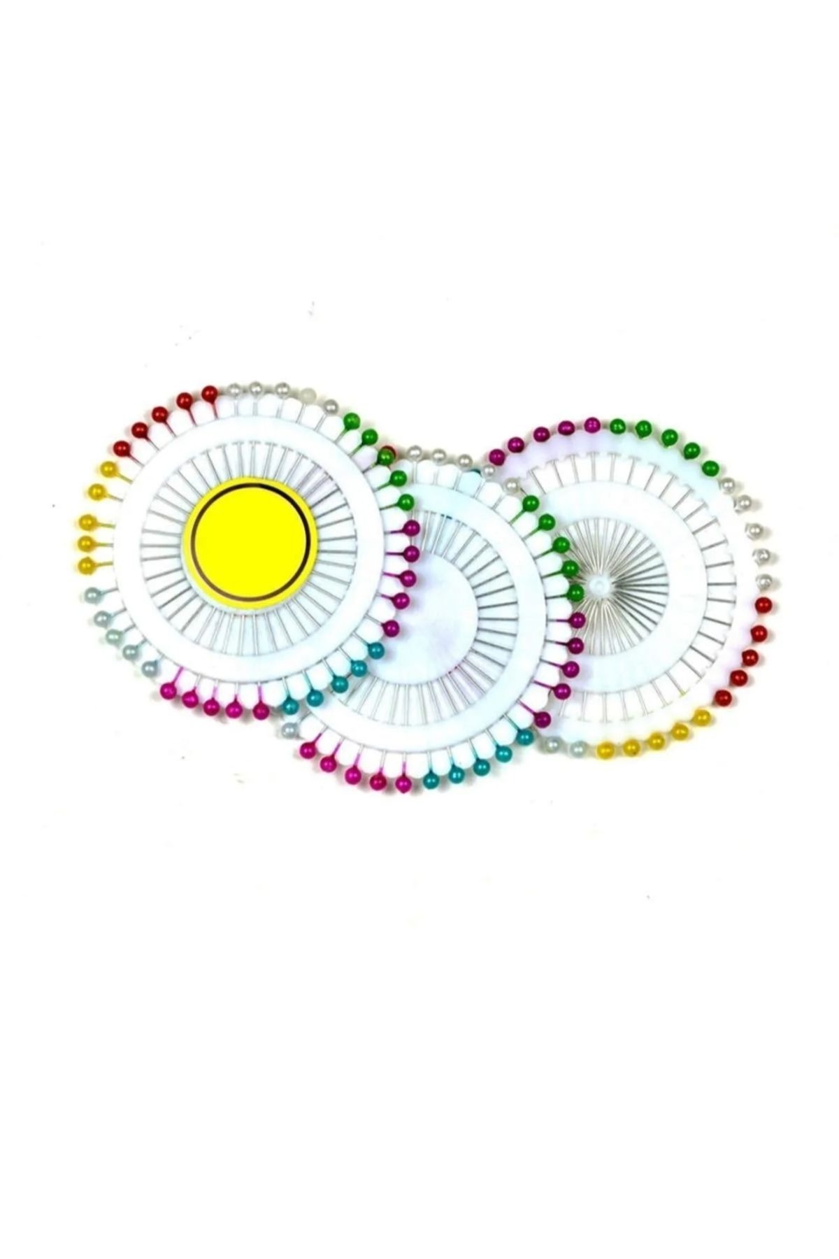 efmues Eşarp iğnesi renkli başlıklı toplu iğne 3 set