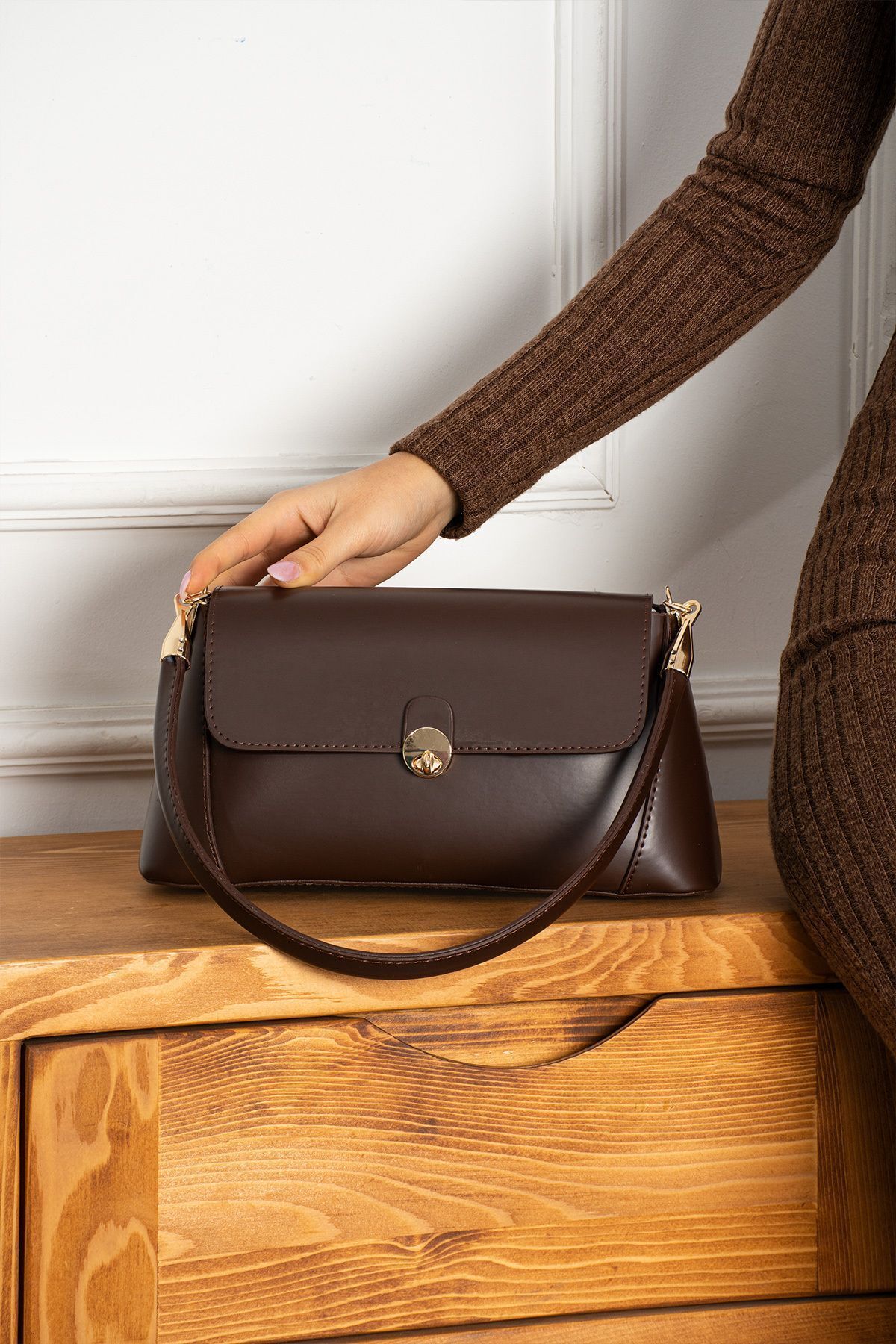 HONEY BAG-MERİ MODEL BRĄZOWA DAMSKA TORBA NA RAMIĘ I DO PASA 2