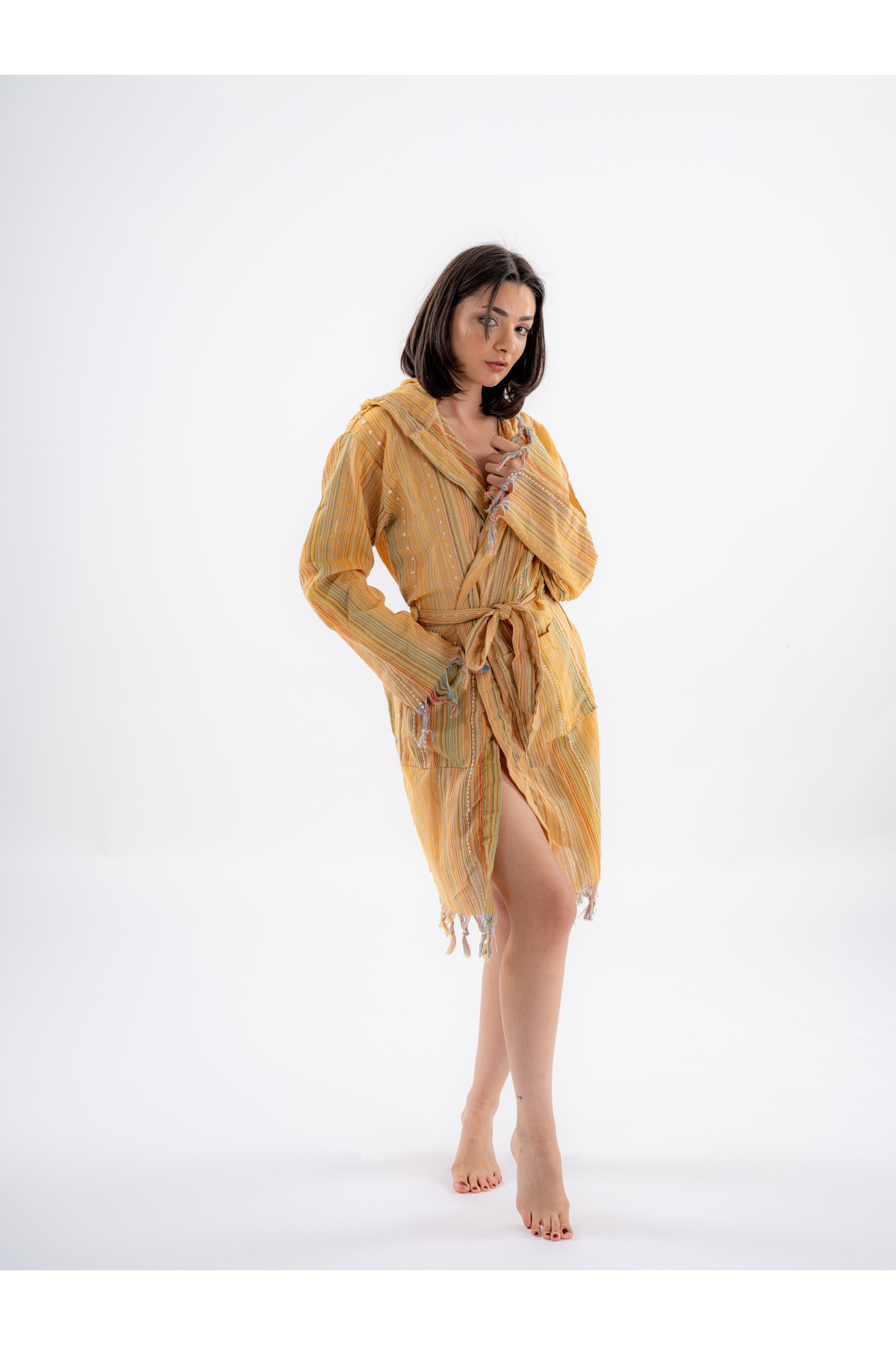 RASERSA Gökkuşağı Peştemal Bornoz Model Plaj Elbisesi