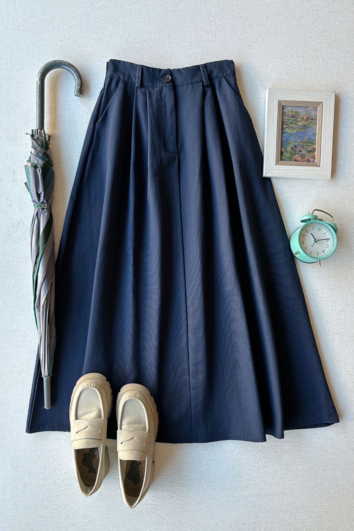 Navy Blue Cotton Skirt