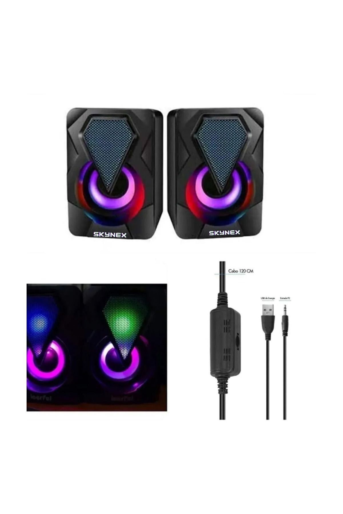 Rgb Mi?ni? Bilgisayar Hoparlörü 1 1 Ses Sistemi 3.5mm Jack Girişli Multimedia Usb Speaker 4