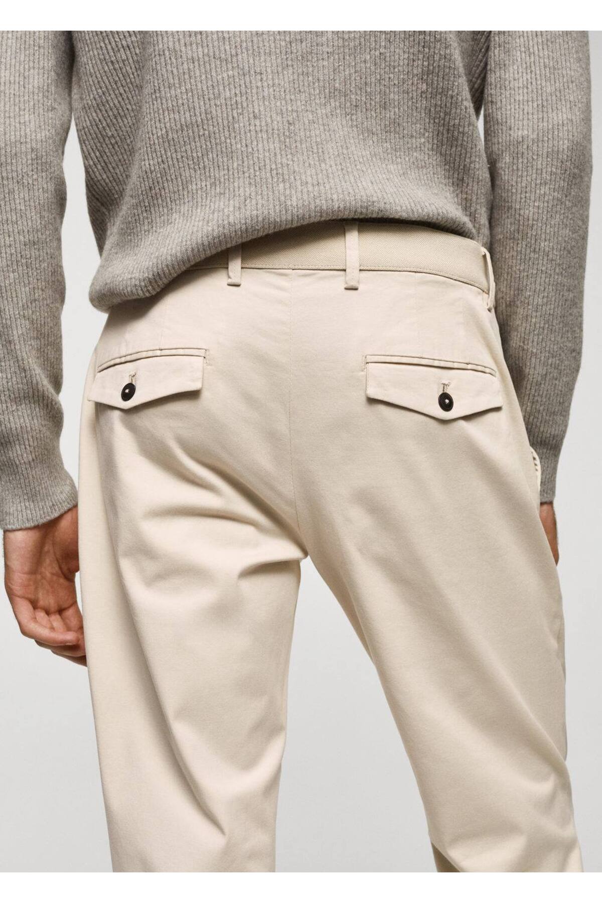 شلوار مردانه خاکستری منگوMANGO Man | 57040567 اورجینال - تصویر 5