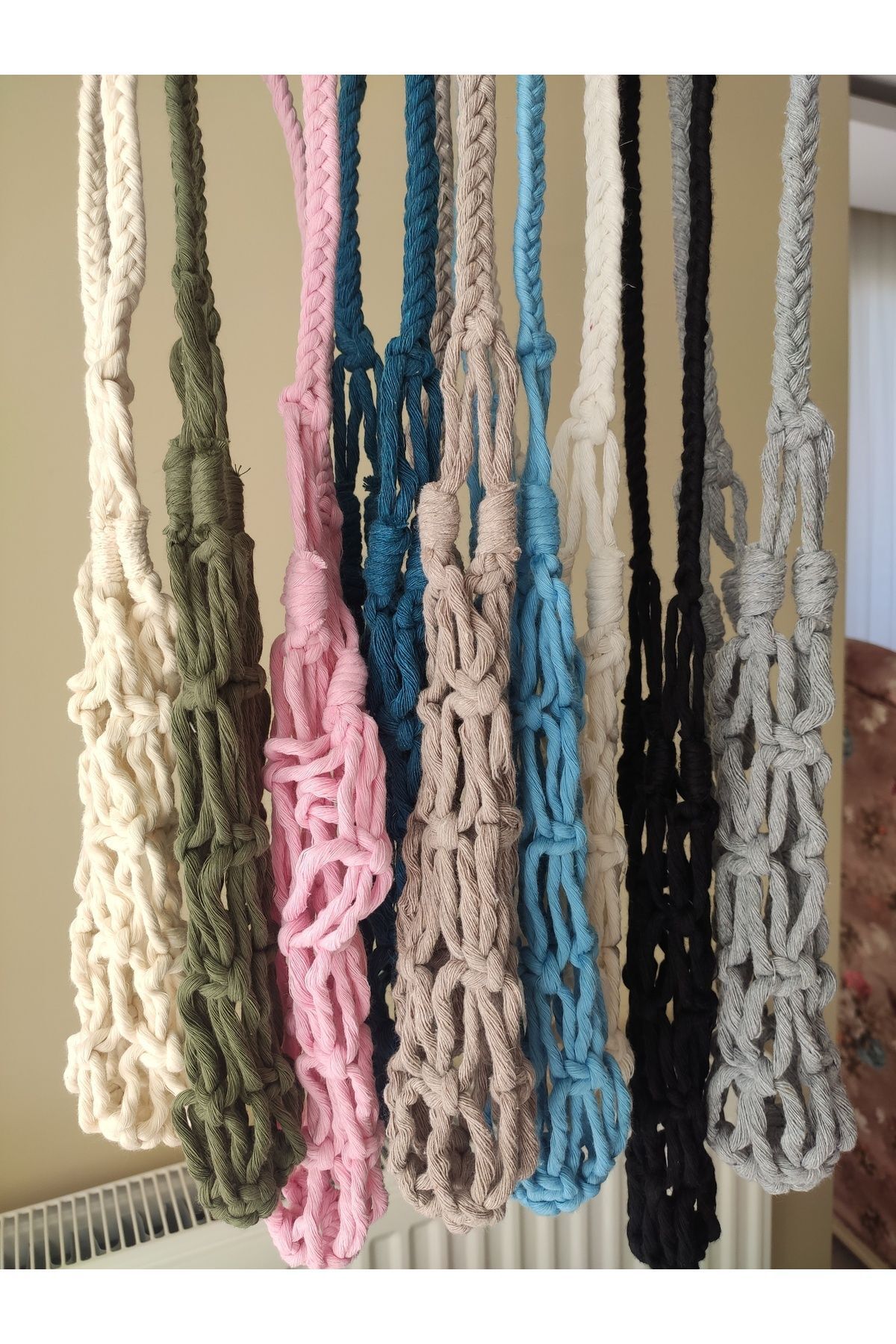 HANIMKIZ-حافظة زجاجة مياه على شكل عنكبوت من Macrame، حقيبة زجاجة ديتوكس، حقيبة زجاجة مياه 8