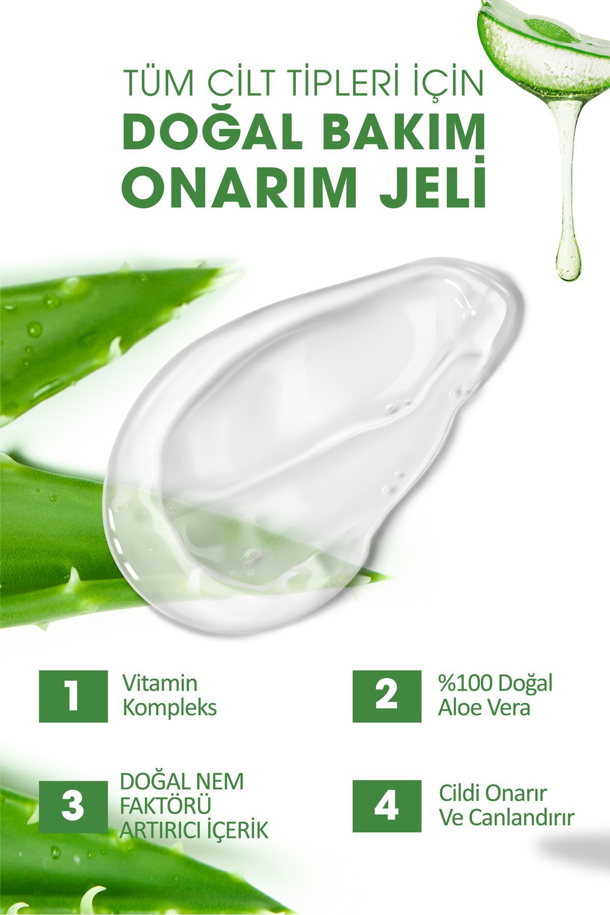 Doğal Bakım Onarım Aloe Vera Jeli -nemlendirici Onarıcı Yatıştırıcı, Epilasyon Sonrası Nemlendirici — MRL05 — تصویر 5 از 5