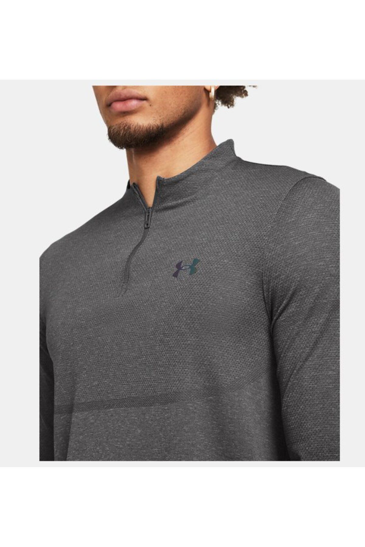 تی شرت ورزشی خاکستری مردانه UA ناپدید می شود نخبگان یکپارچه ¼ زیپ شده برتر 025 Under Armour