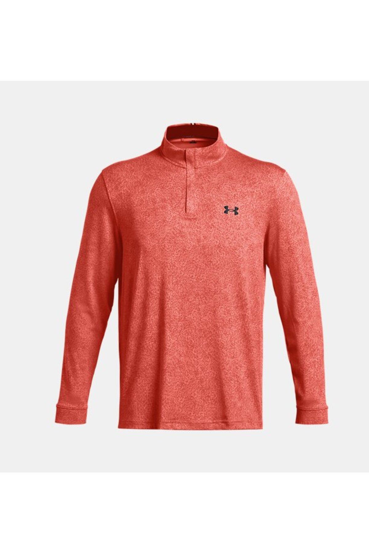 تی شرت ورزشی نارنجی مردانه پلی آف آقایان طرح دار ¼ زیپ 811 Under Armour