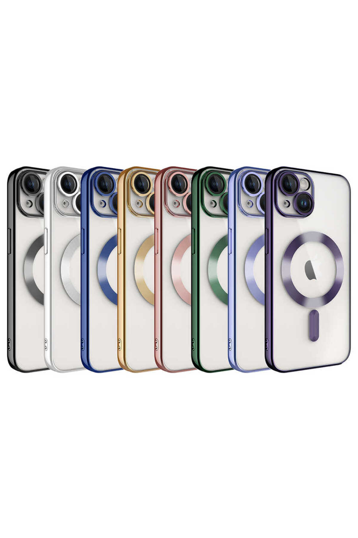 iPhone 14 Plus Lens Koruyuculu Magsafe Uyumlu Lazer Kılıf - Mavi