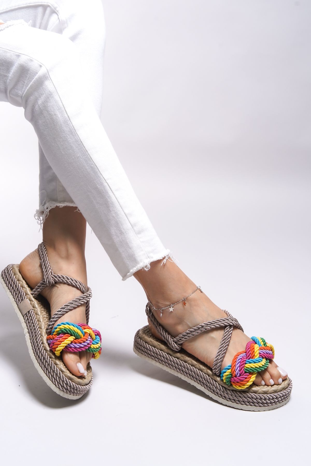 Riccon-Jessinalyn Damen Sandalen -0012104 Nerz Regenbogen Modell 2
