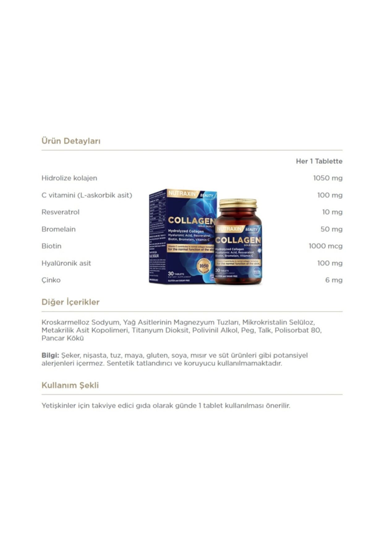 Nutraxin-Zinc Hydrolyzed Collagen Containing Hyaluronic Acid and Biotin 30 Tablets + Selenium 100 Mcg 100 Tablets 2