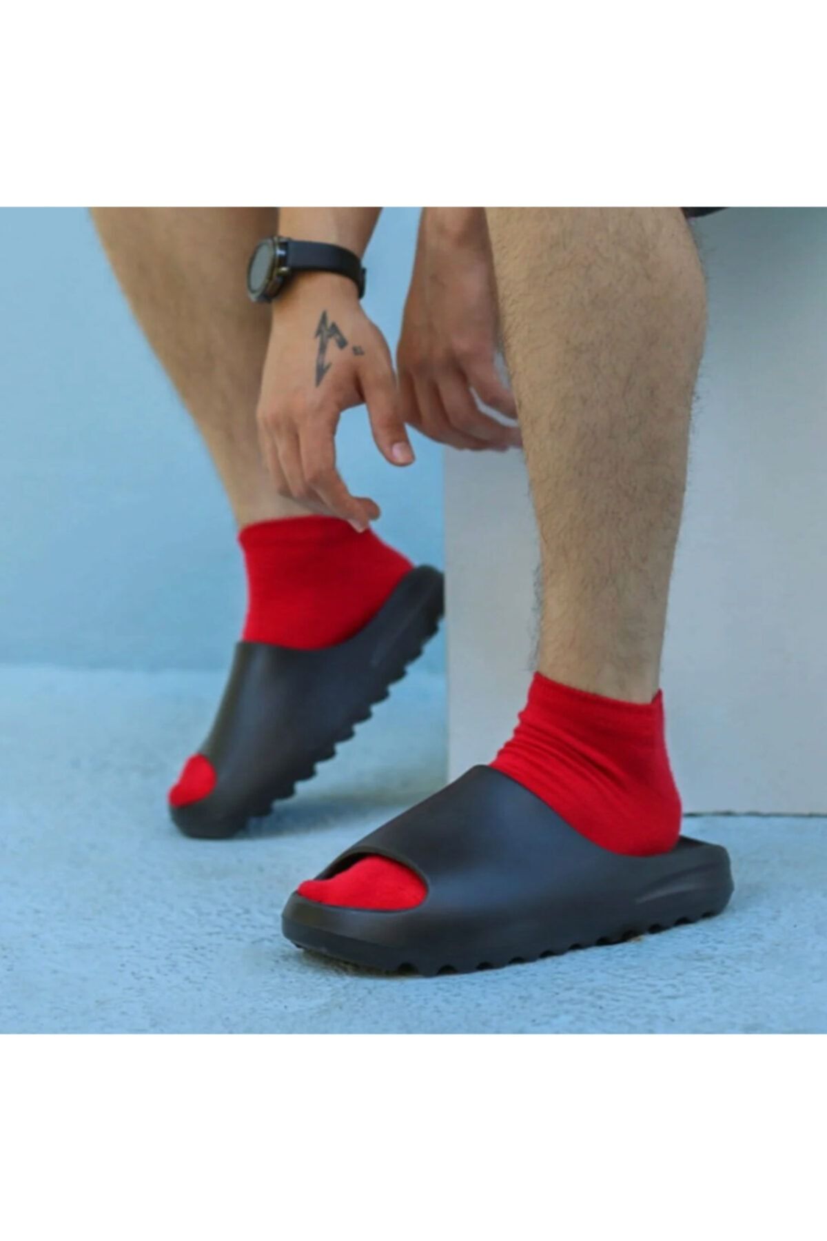 defile shoe Yeezy Slide Black Slippers Trendyol