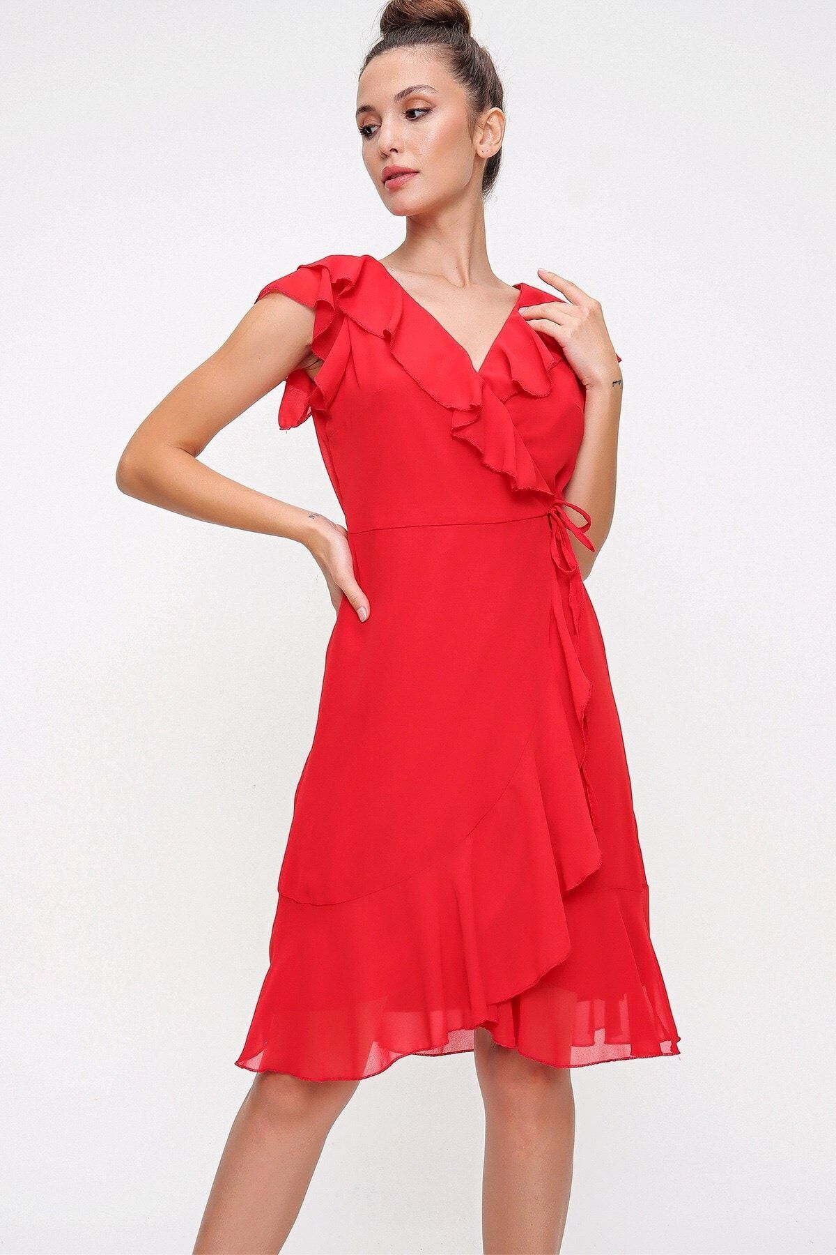 Deep red hot sale wrap dress