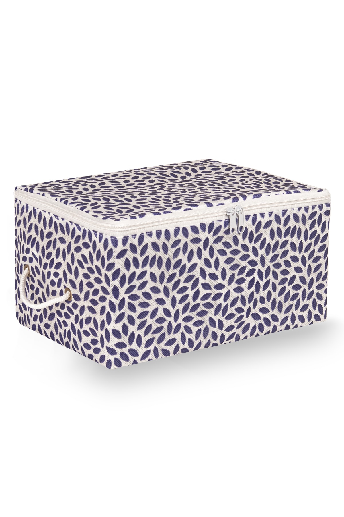 Small Navy Blue Leaf Printed Base Bottom, Luggage Organizer Hatch/ 30x22x18