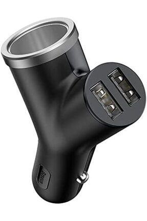 Y Tipi Çift Usb Girişli Ilave Çakmaklık Özellikli Araç Şarj Cihazı Siyah CCALL-YX01