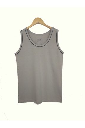 Erkek Basic Askılı Biyeli Düz Gri T-shirt % 100 Pamuk RFTS296