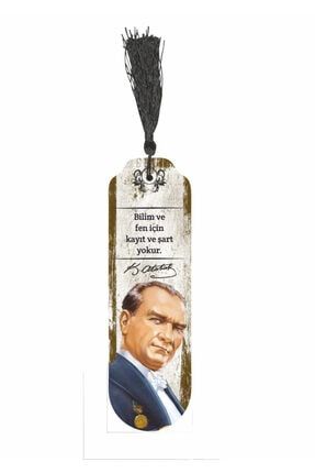 Mustafa Kemal Atatürk Özlü Sözler Temalı Püsküllü Ahşap Kitap Ayracı-12 8733370795480