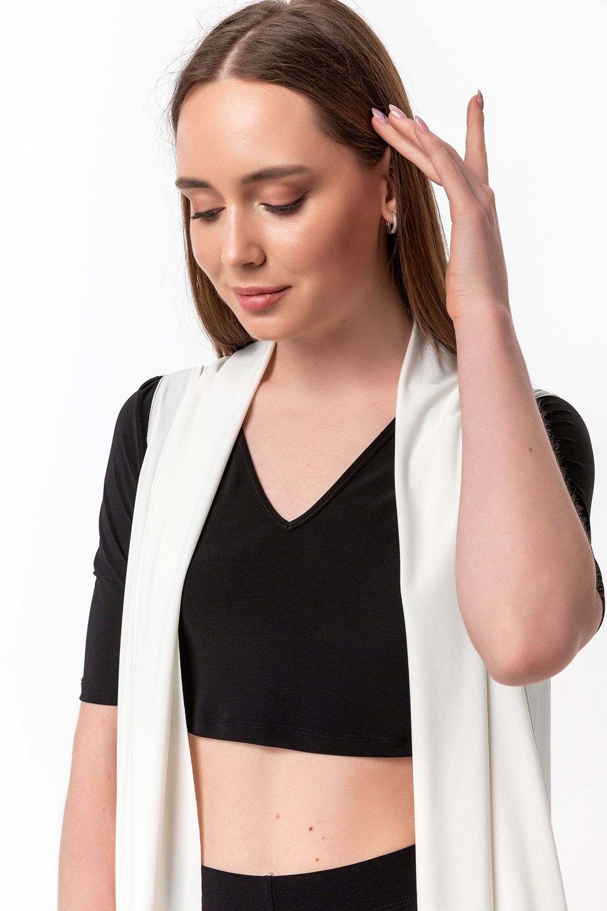 Laranor-Women's Ecru Casual Vest 19L6559 4
